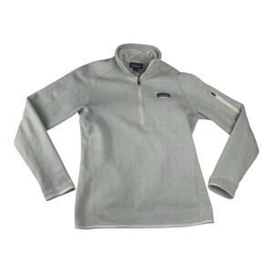 Patagonia women's medium better sweater off white cream 1/4 zip pullover outdoor
